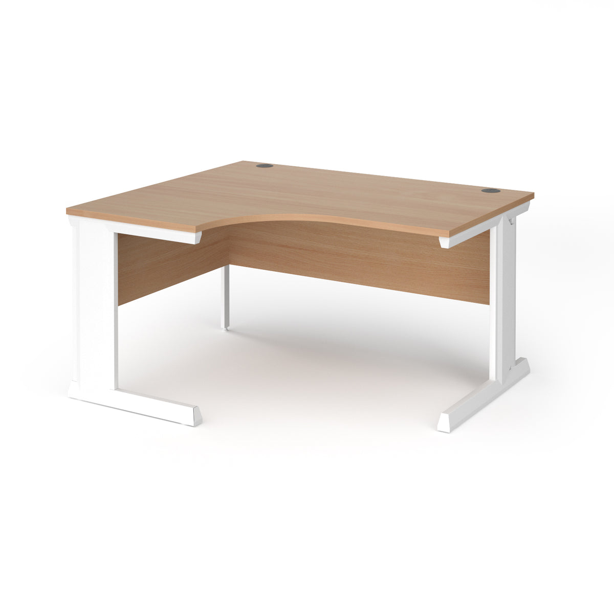 Vivo left hand ergonomic desk 1400mm - white frame, Beech top - view 1