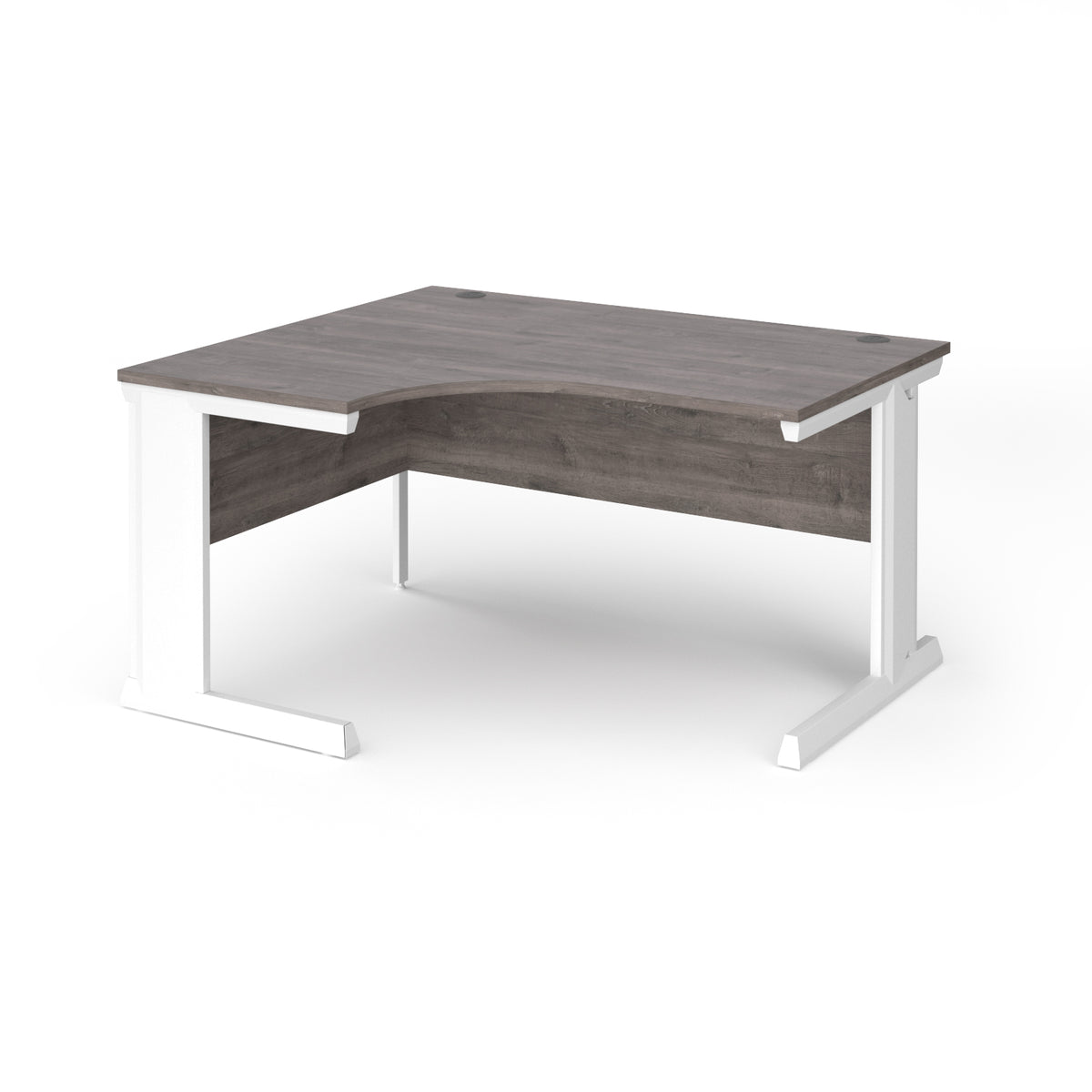 Vivo left hand ergonomic desk 1400mm - white frame, Grey Oak Top - view 1