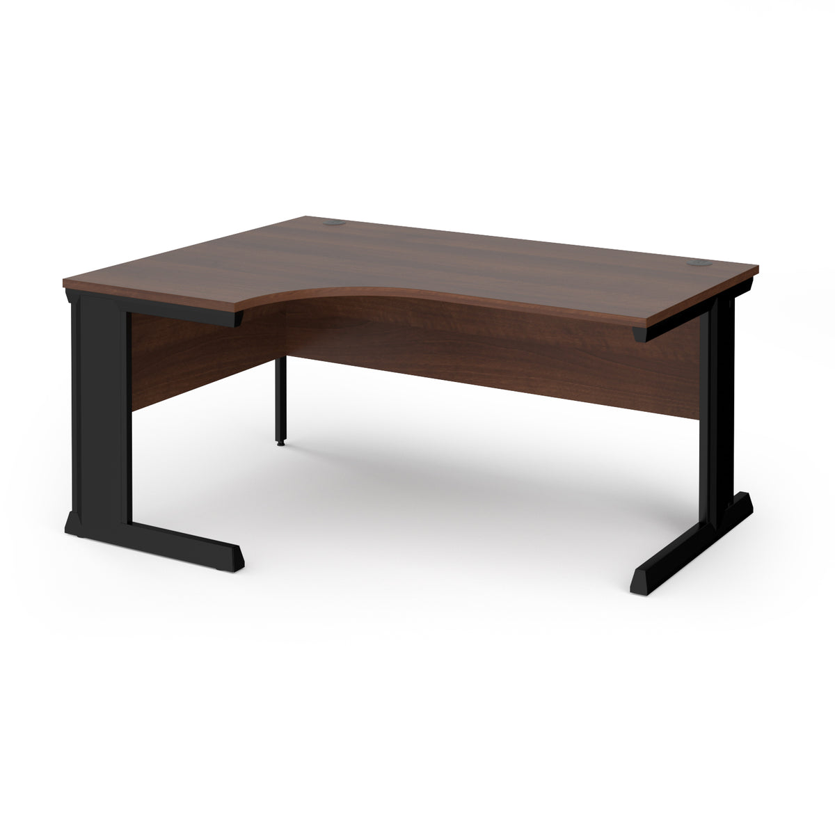 Vivo left hand ergonomic desk 1600mm - black frame, Walnut top - view 1
