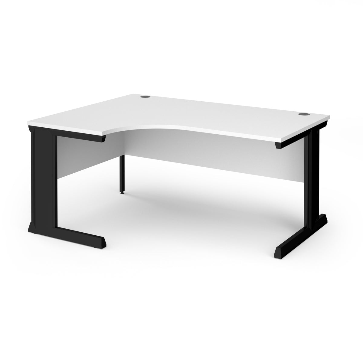 Vivo left hand ergonomic desk 1600mm - black frame, White Top - view 1