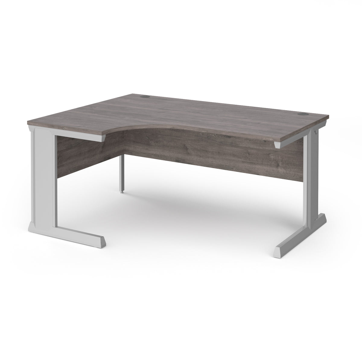 Vivo left hand ergonomic desk 1600mm - silver frame, Grey Oak Top - view 1