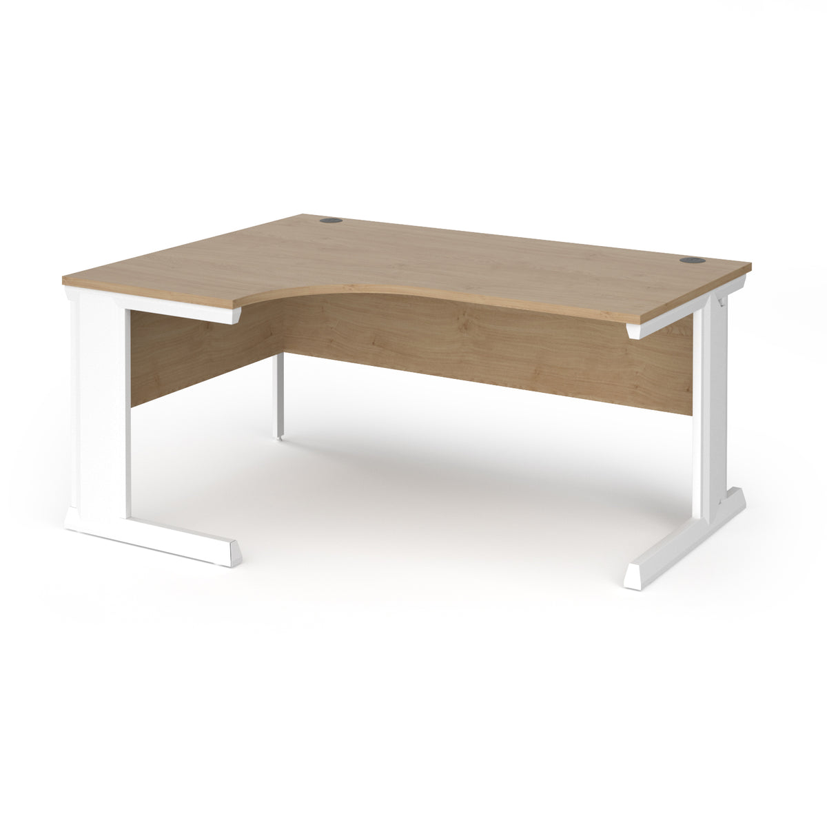 Vivo left hand ergonomic desk 1600mm - white frame, Kendal Oak Top - view 1
