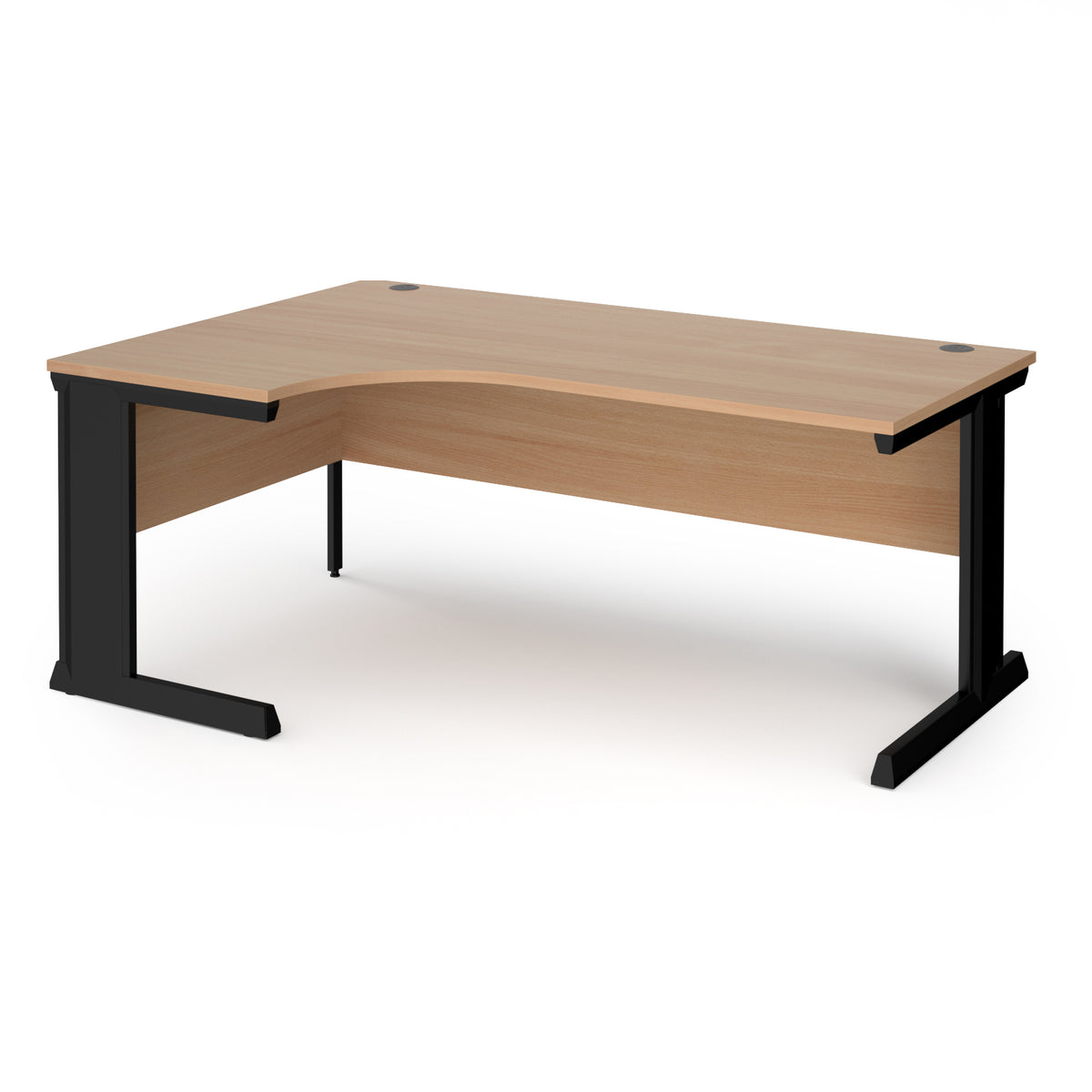 Vivo left hand ergonomic desk 1800mm - black frame, Beech top - view 1