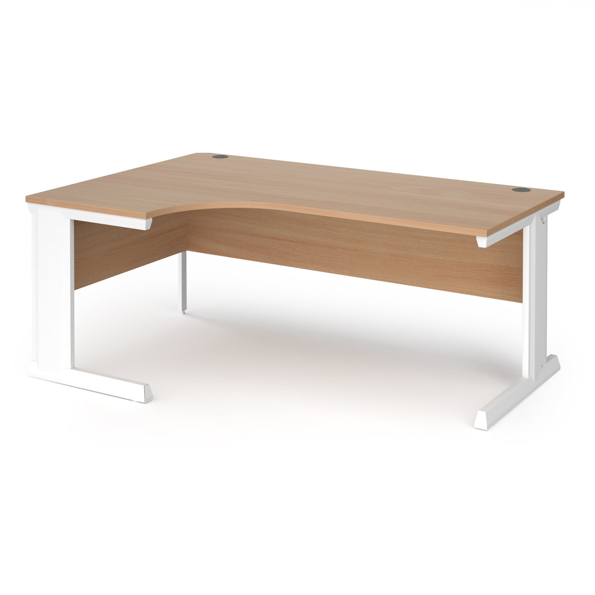 Vivo left hand ergonomic desk 1800mm - white frame, Beech top - view 1