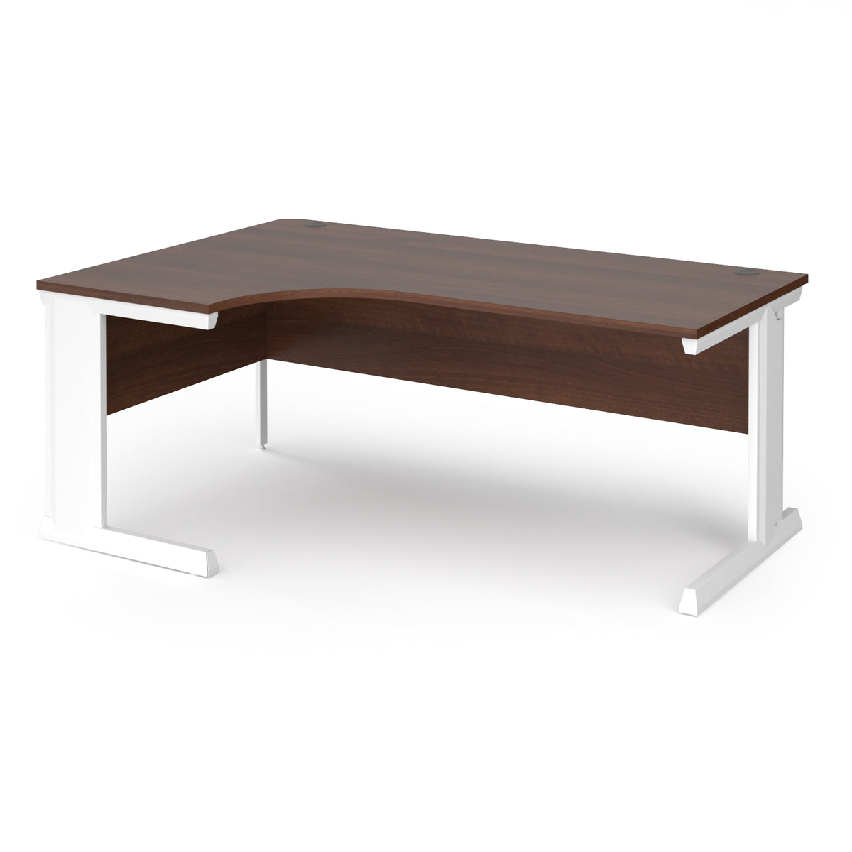 Vivo left hand ergonomic desk 1800mm - white frame, Walnut top - view 1