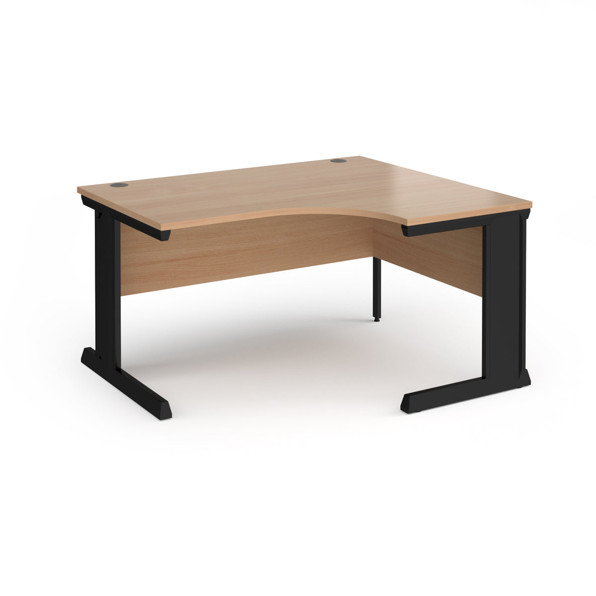 Vivo right hand ergonomic desk 1400mm - black frame, Beech top - view 1