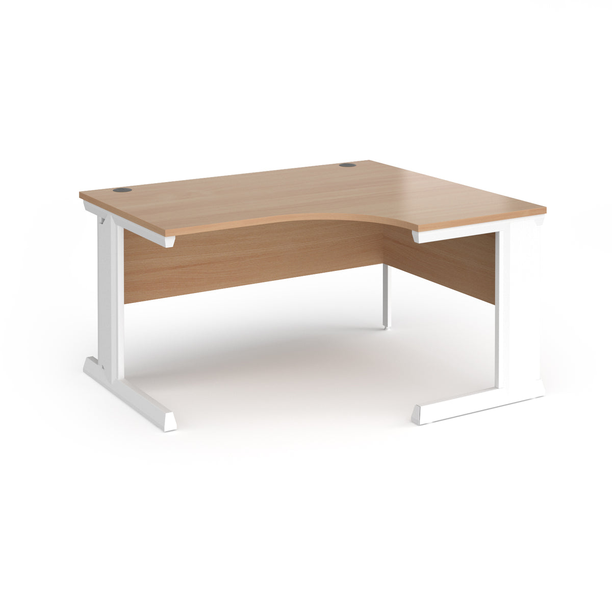 Vivo right hand ergonomic desk 1400mm - white frame, Beech top - view 1