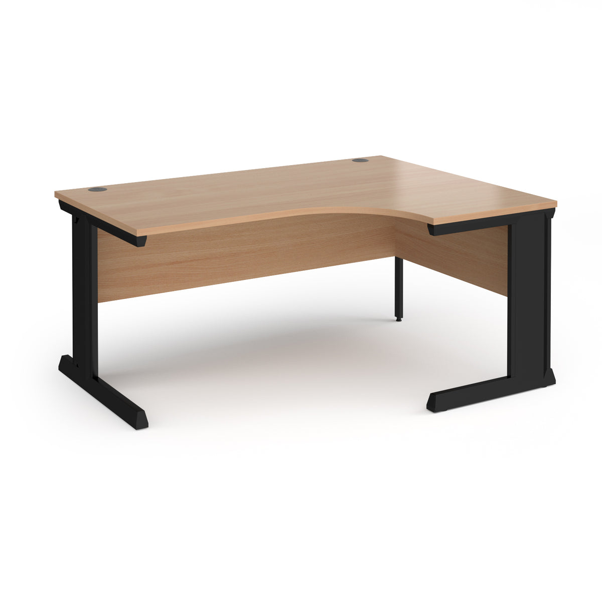 Vivo right hand ergonomic desk 1600mm - black frame, Beech top - view 1