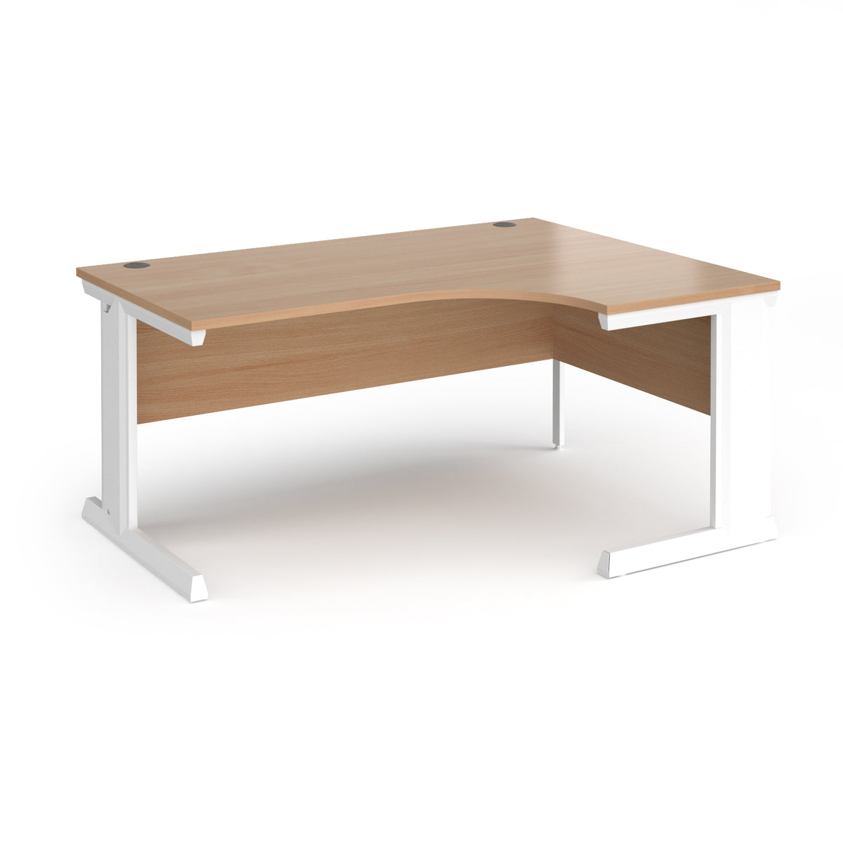 Vivo right hand ergonomic desk 1600mm - white frame, Beech top - view 1