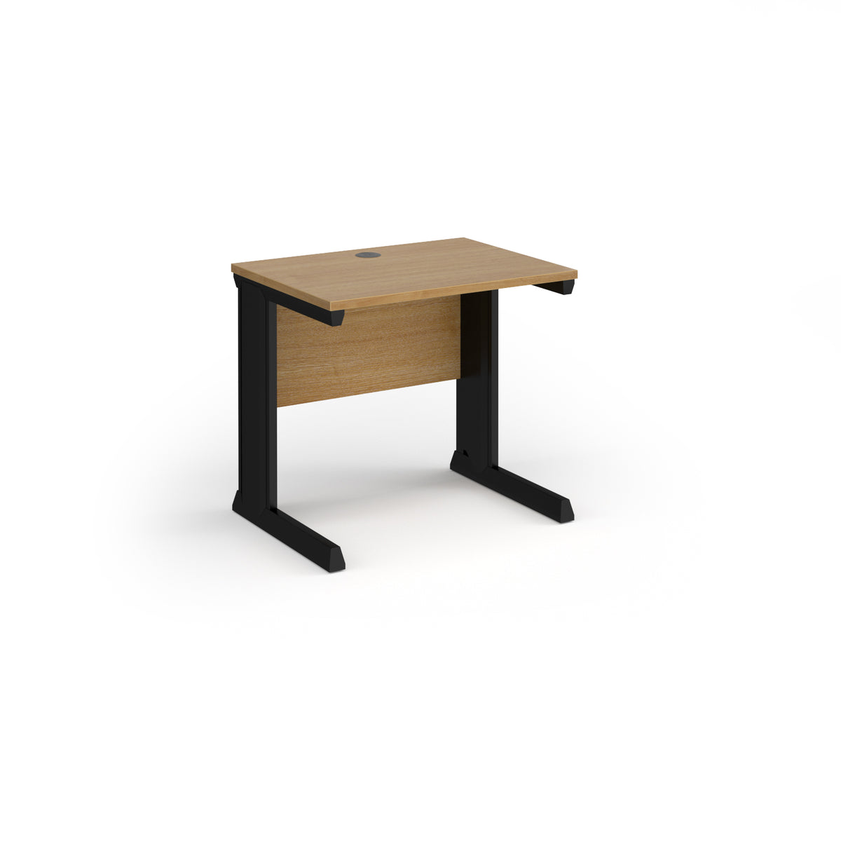 Vivo straight desk 800mm x 600mm - black frame, Oak Top - view 1