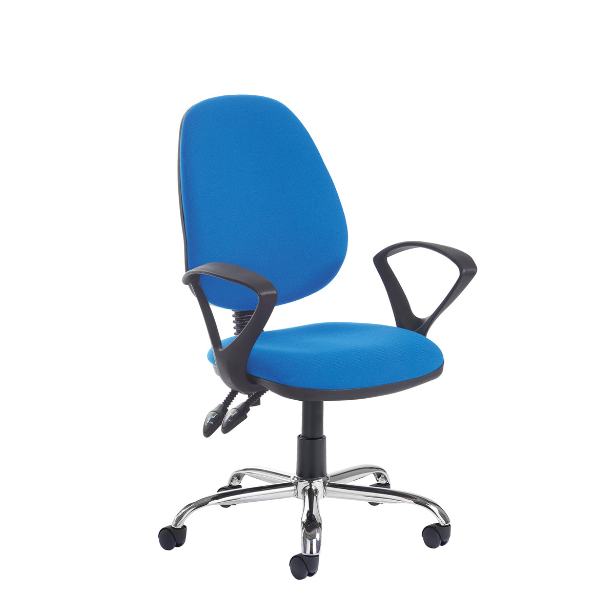 Jota High fabric back PCB operator chair with fixed arms and chrome base - made to order - view 1