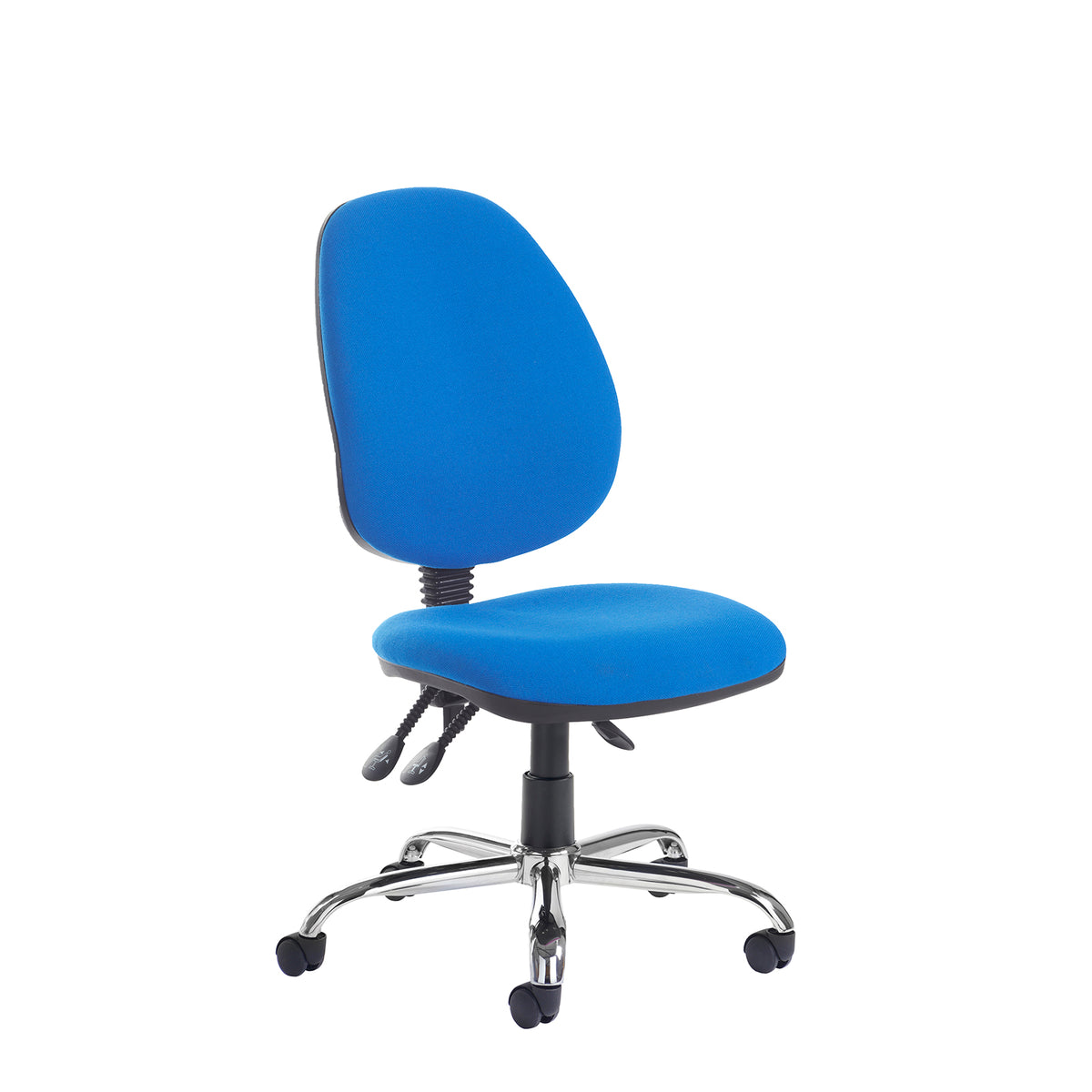 Jota High fabric back asynchro operator chair with no arms and chrome base - made to order - view 1