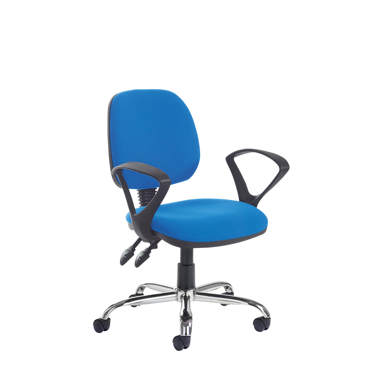Jota Medium fabric back operator chair with fixed arms and chrome base - made to order - view 1