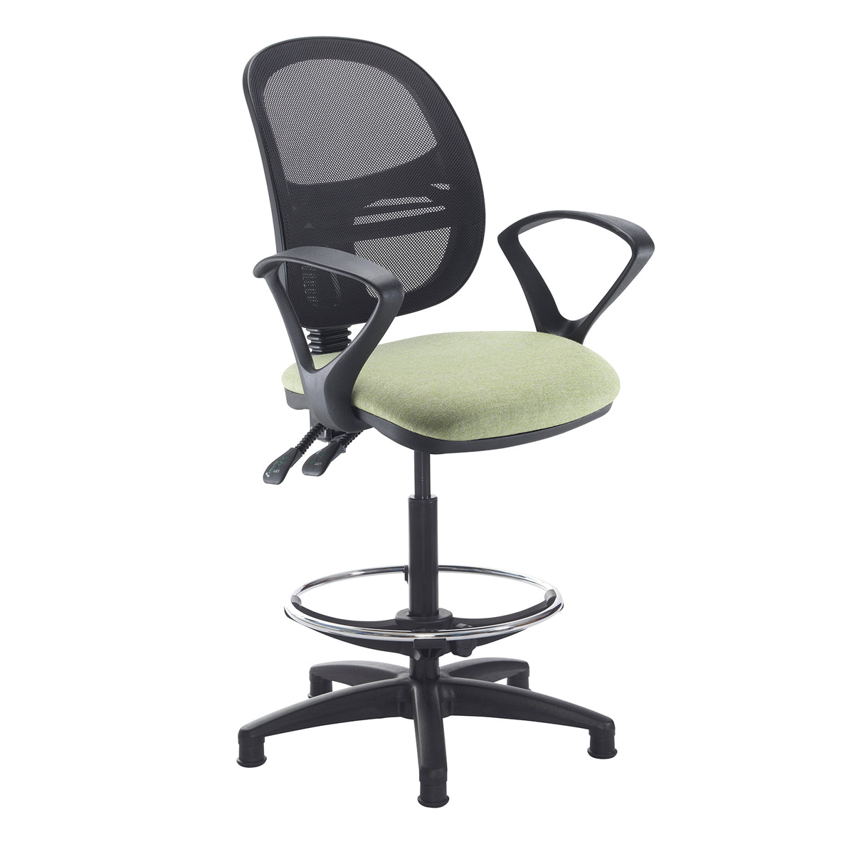 Jota mesh back draughtsman's chair with fixed arms - made to order - view 1