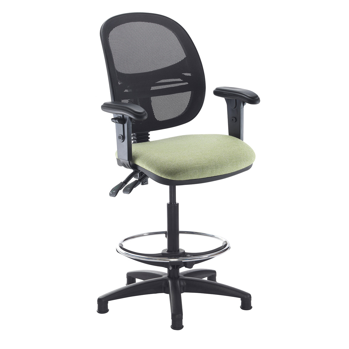 Jota mesh back draughtsman's chair with adjustable arms - made to order - view 1