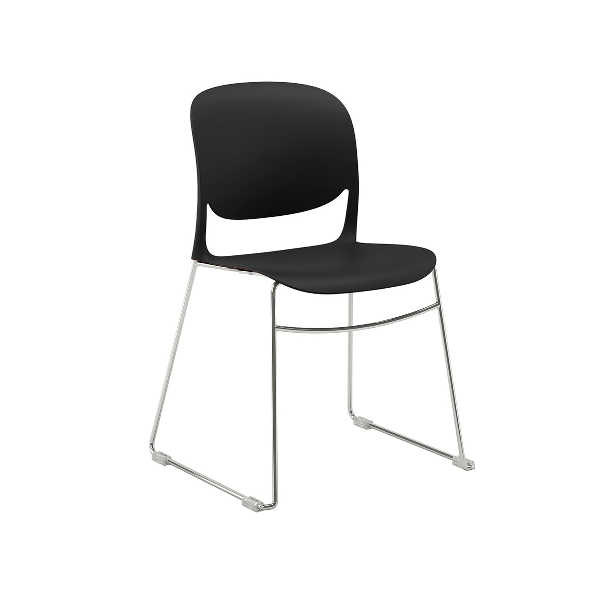 Verve multi-purpose chair with chrome sled frame - black - view 1