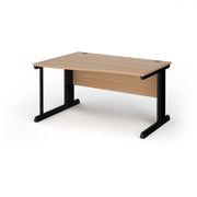 Vivo left hand wave desk 1400mm - black frame, Beech top - view 1