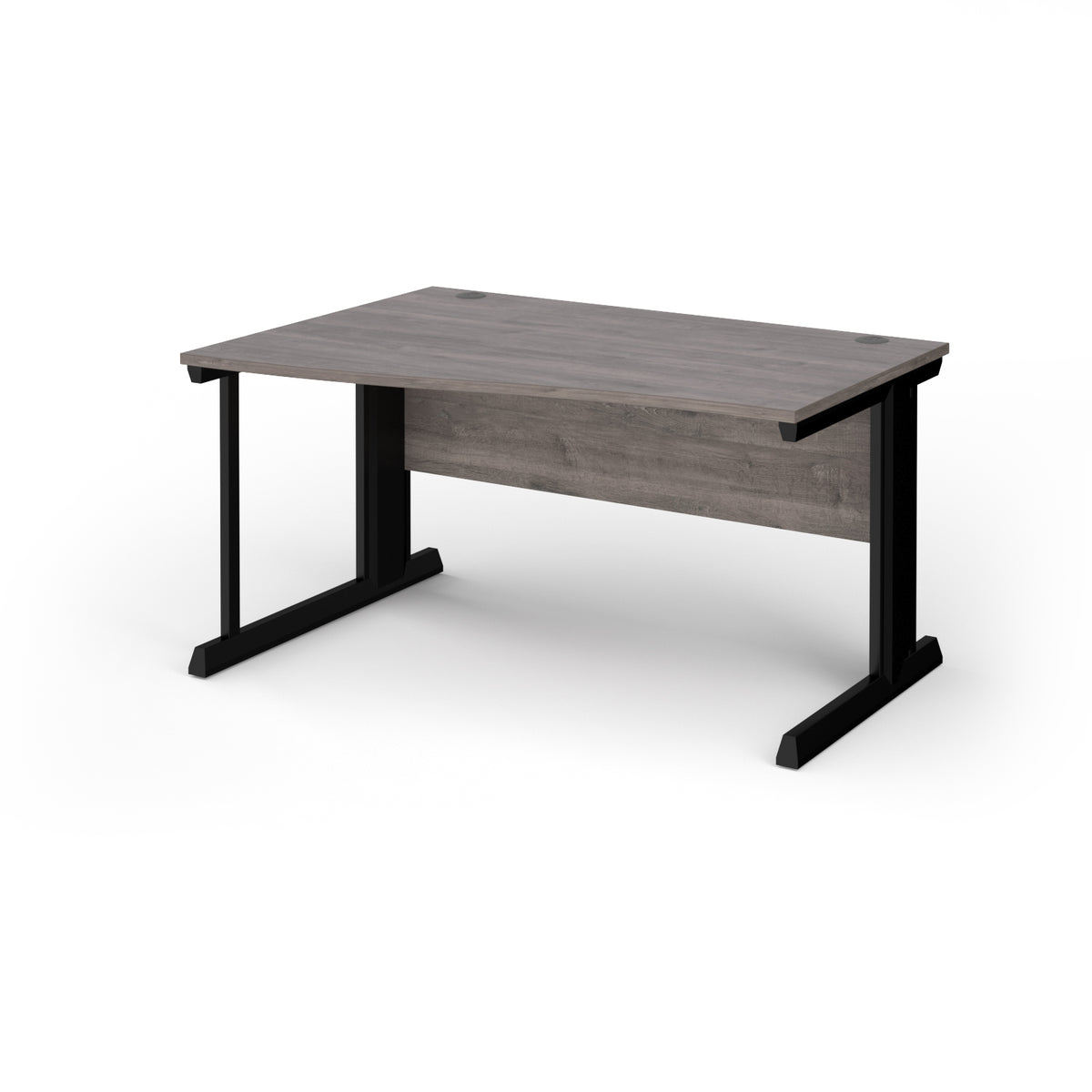 Vivo left hand wave desk 1400mm - black frame, Grey Oak Top - view 1