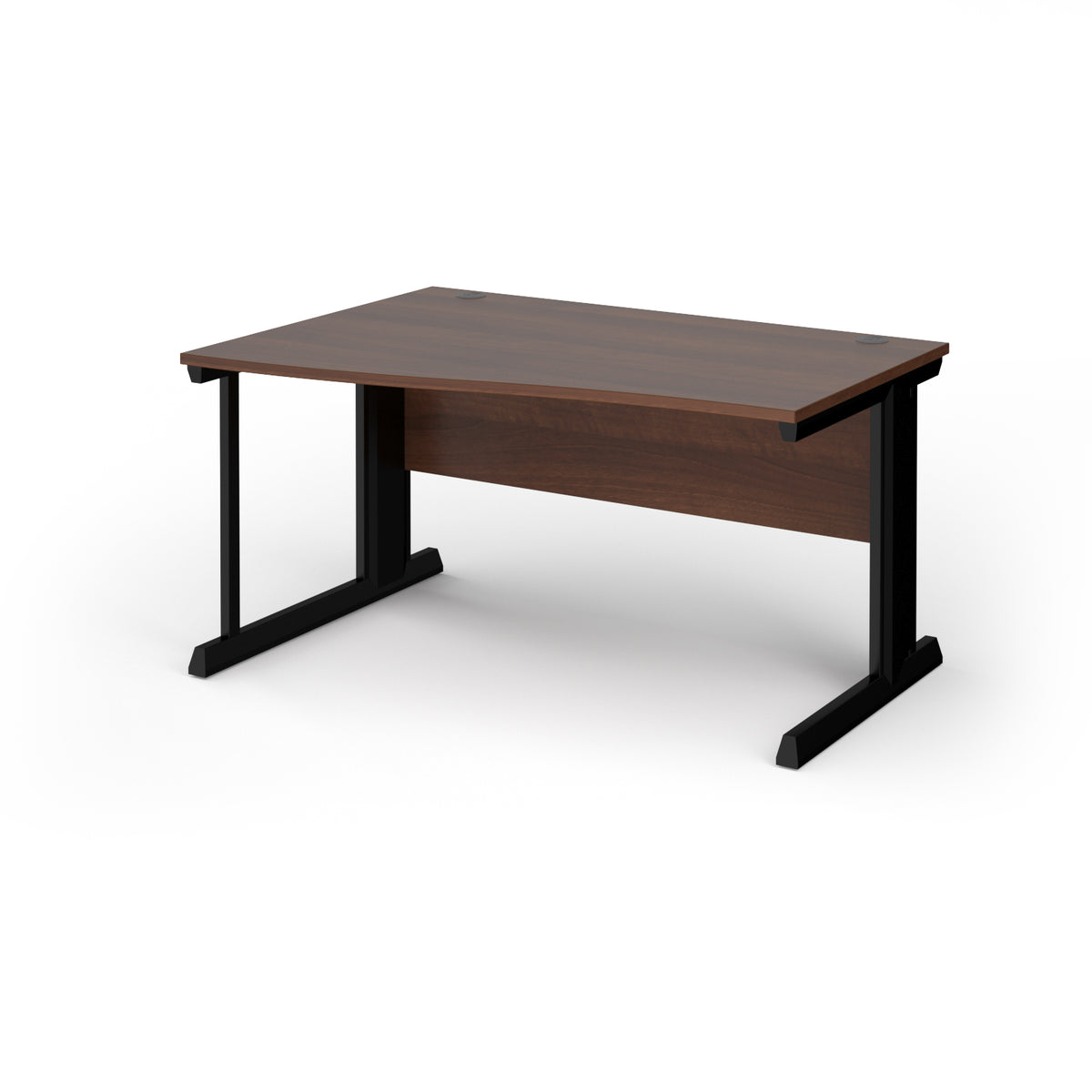 Vivo left hand wave desk 1400mm - black frame, Walnut top - view 1
