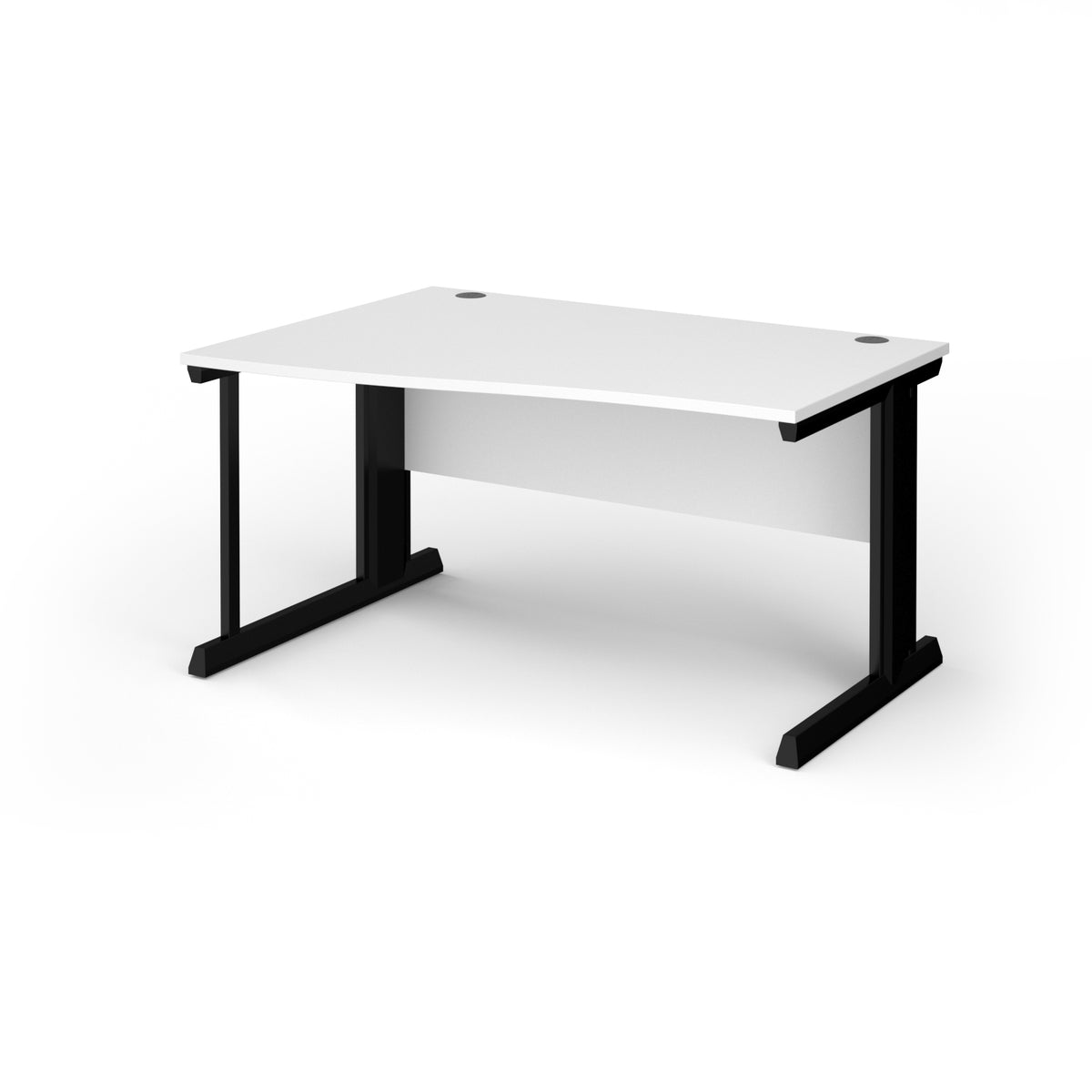 Vivo left hand wave desk 1400mm - black frame, White Top - view 1