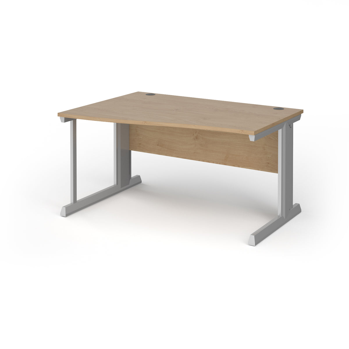 Vivo left hand wave desk 1400mm - silver frame, Kendal Oak Top - view 1