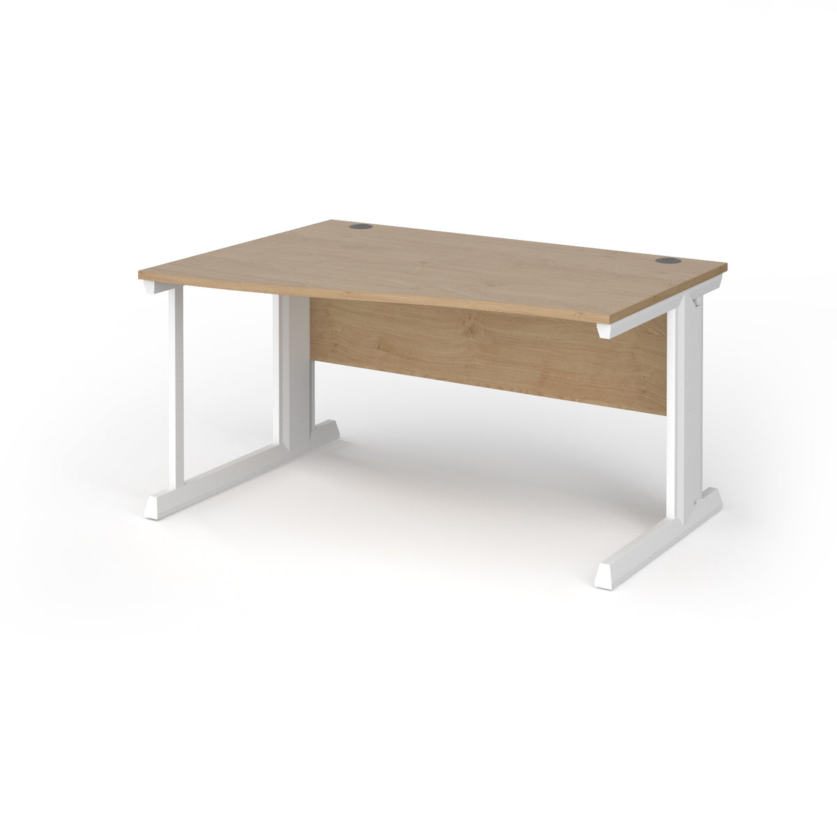 Vivo left hand wave desk 1400mm - white frame, Kendal Oak Top - view 1