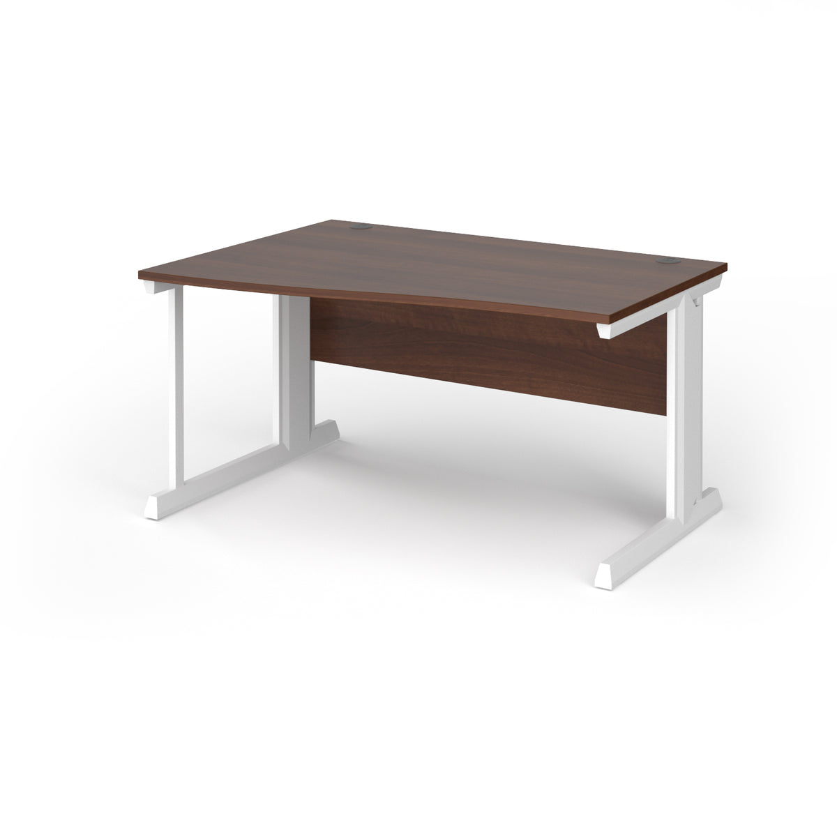 Vivo left hand wave desk 1400mm - white frame, Walnut top - view 1
