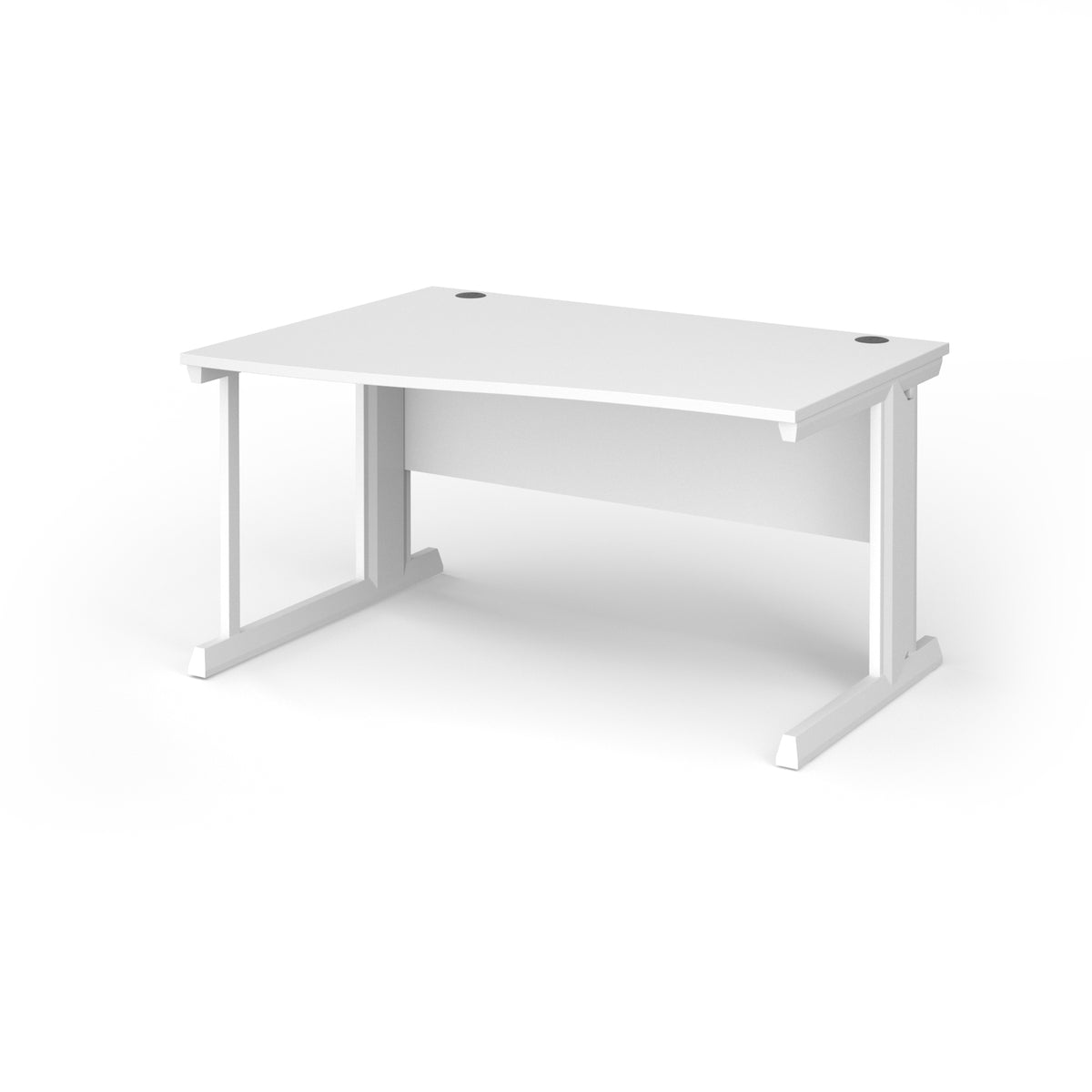 Vivo left hand wave desk 1400mm - white frame, White Top - view 1