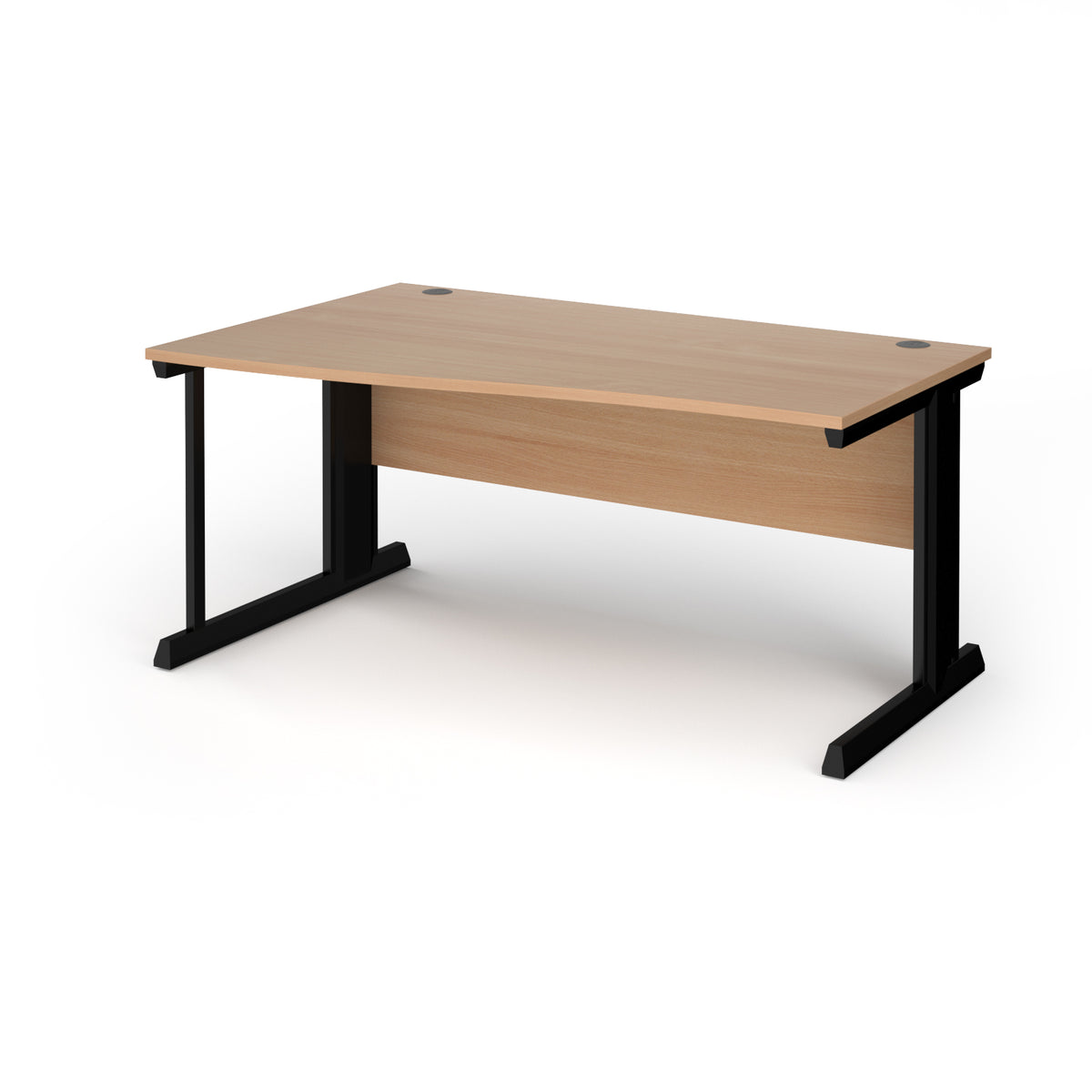 Vivo left hand wave desk 1600mm - black frame, Beech top - view 1