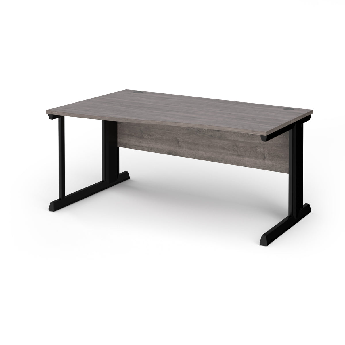 Vivo left hand wave desk 1600mm - black frame, Grey Oak Top - view 1