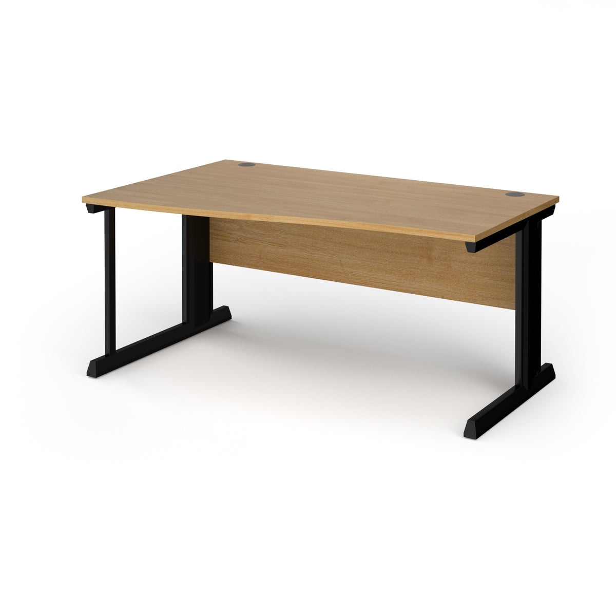 Vivo left hand wave desk 1600mm - black frame, Oak Top - view 1
