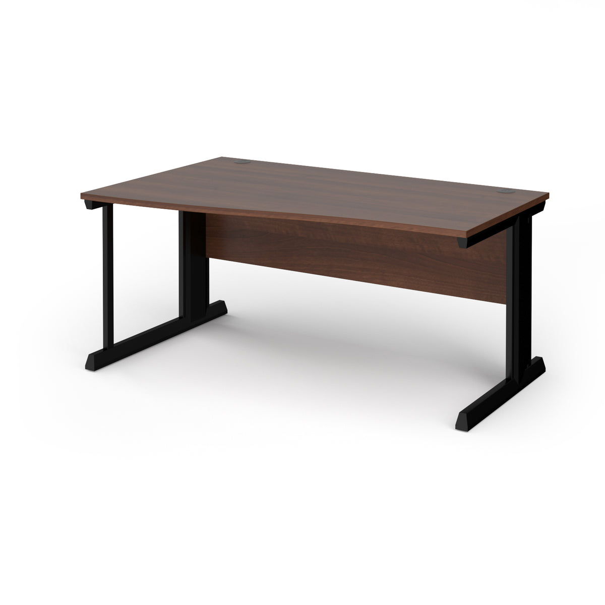 Vivo left hand wave desk 1600mm - black frame, Walnut top - view 1