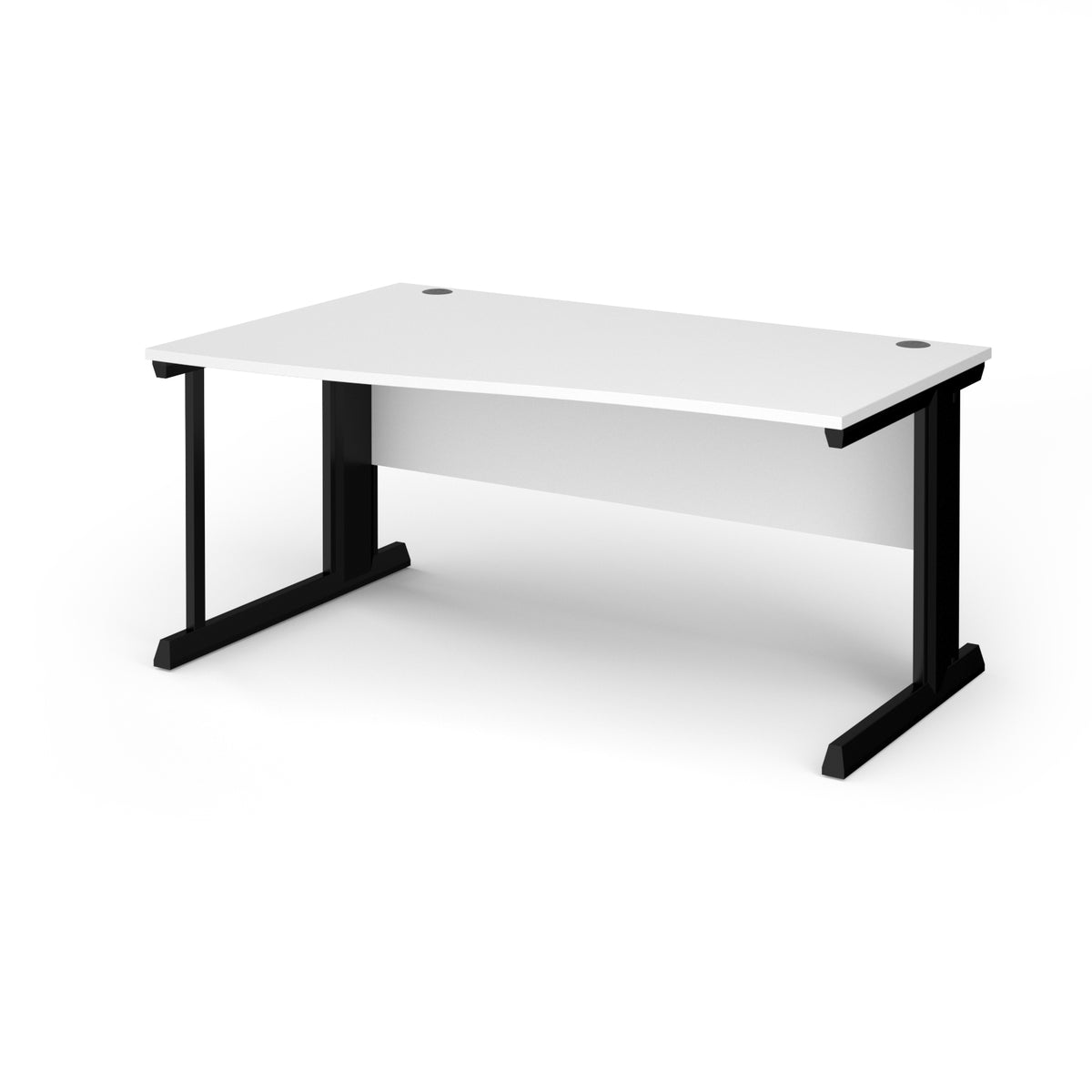 Vivo left hand wave desk 1600mm - black frame, White Top - view 1