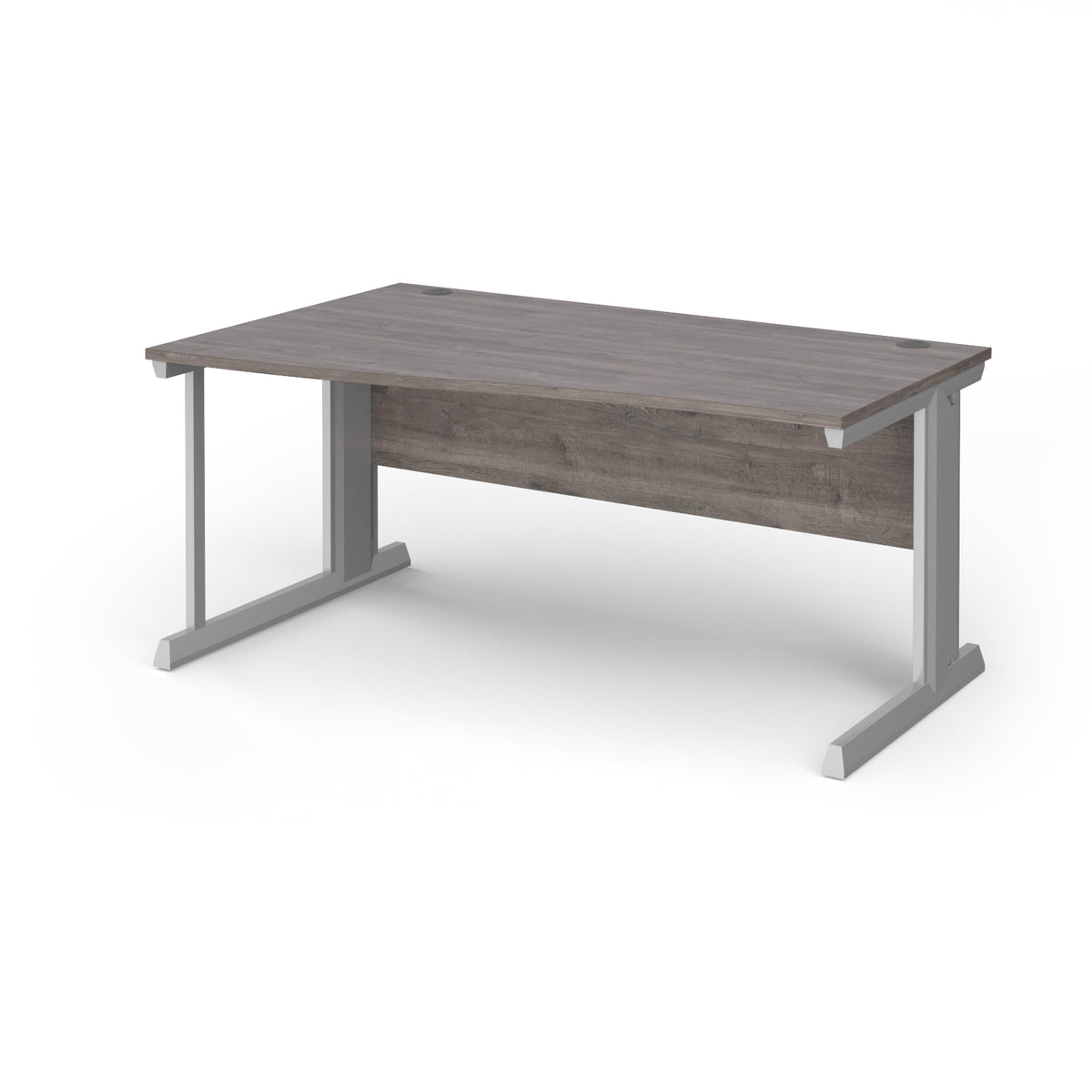 Vivo left hand wave desk 1600mm - silver frame, Grey Oak Top - view 1