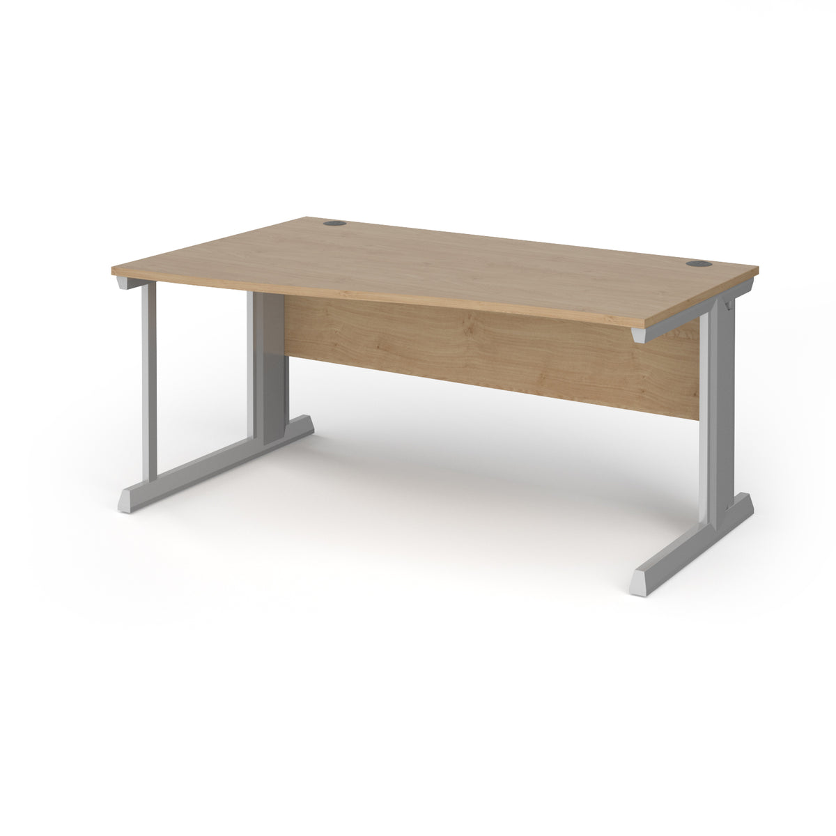 Vivo left hand wave desk 1600mm - silver frame, Kendal Oak Top - view 1