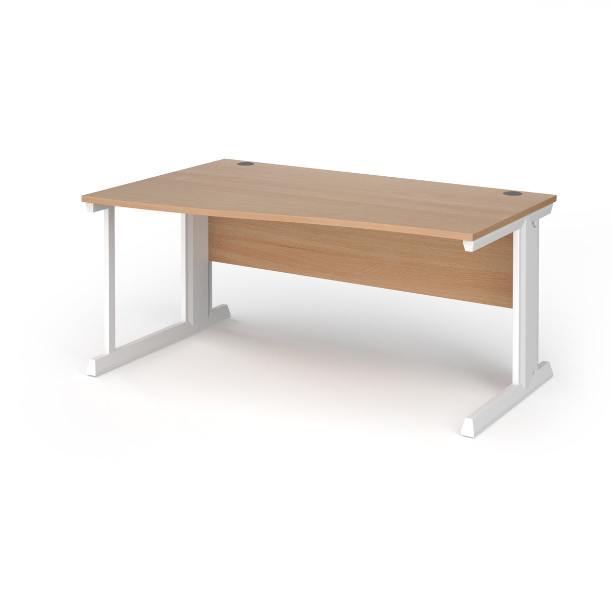 Vivo left hand wave desk 1600mm - white frame, Beech top - view 1