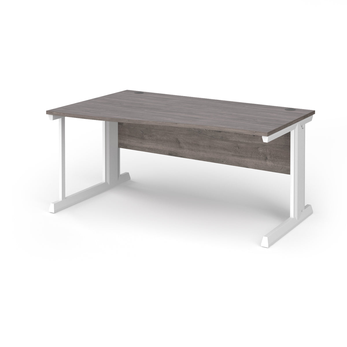 Vivo left hand wave desk 1600mm - white frame, Grey Oak Top - view 1