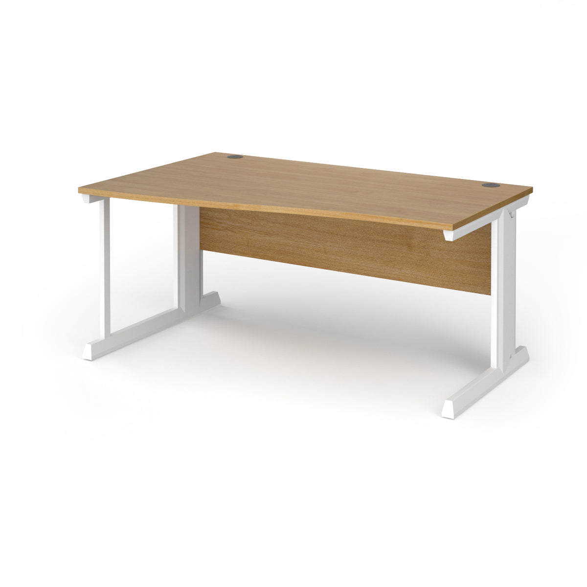 Vivo left hand wave desk 1600mm - white frame, Oak Top - view 1