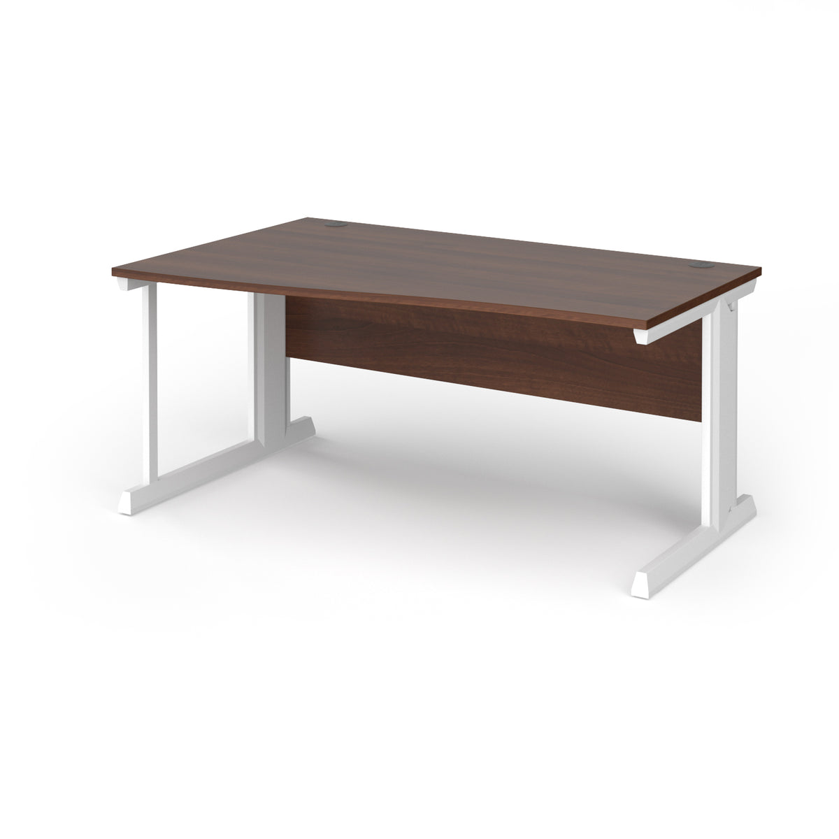 Vivo left hand wave desk 1600mm - white frame, Walnut top - view 1