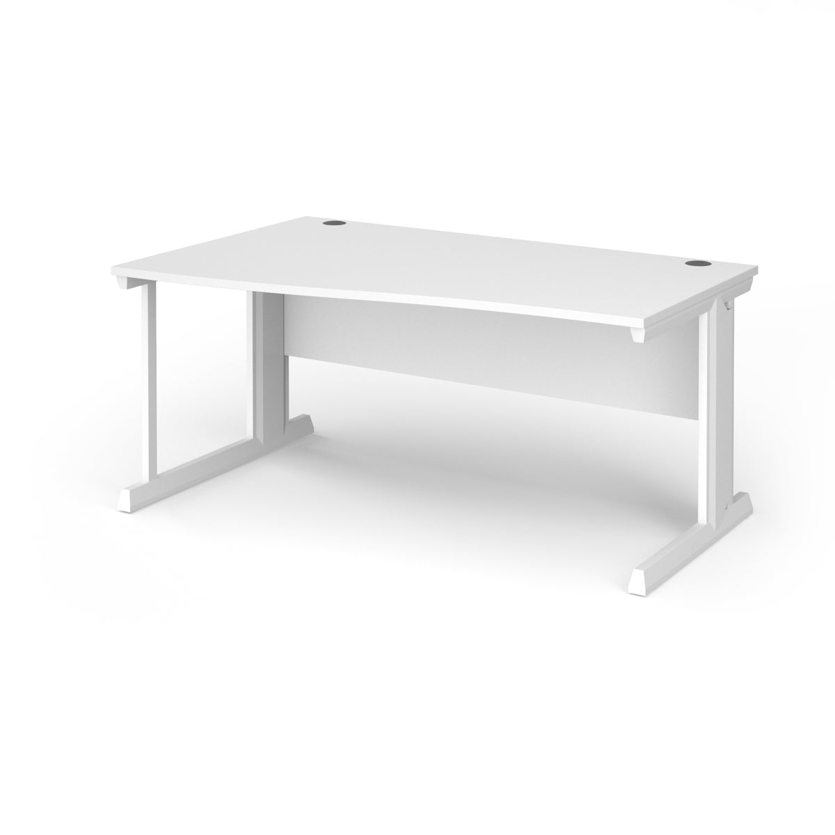 Vivo left hand wave desk 1600mm - white frame, White Top - view 1