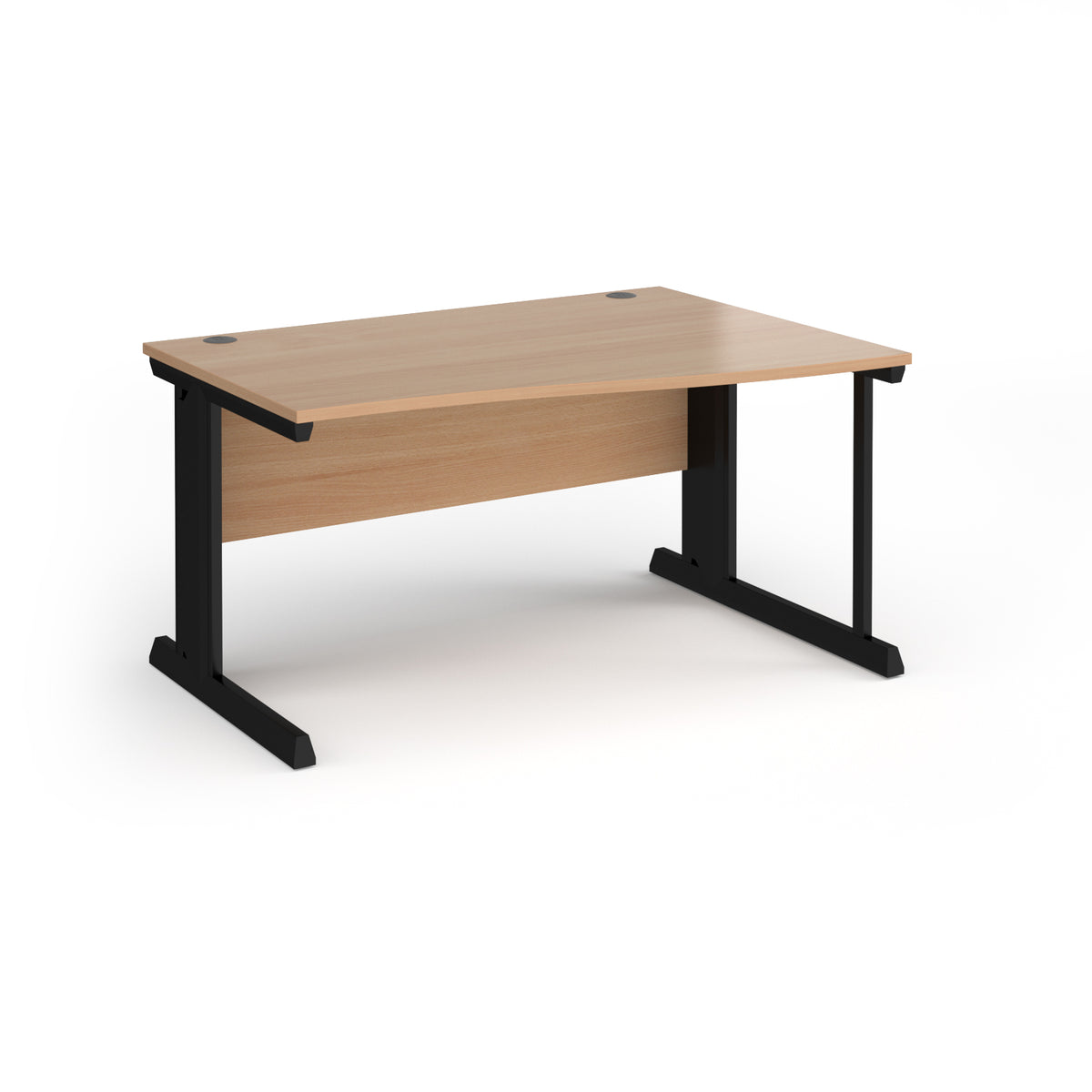 Vivo right hand wave desk 1400mm - black frame, Beech top - view 1