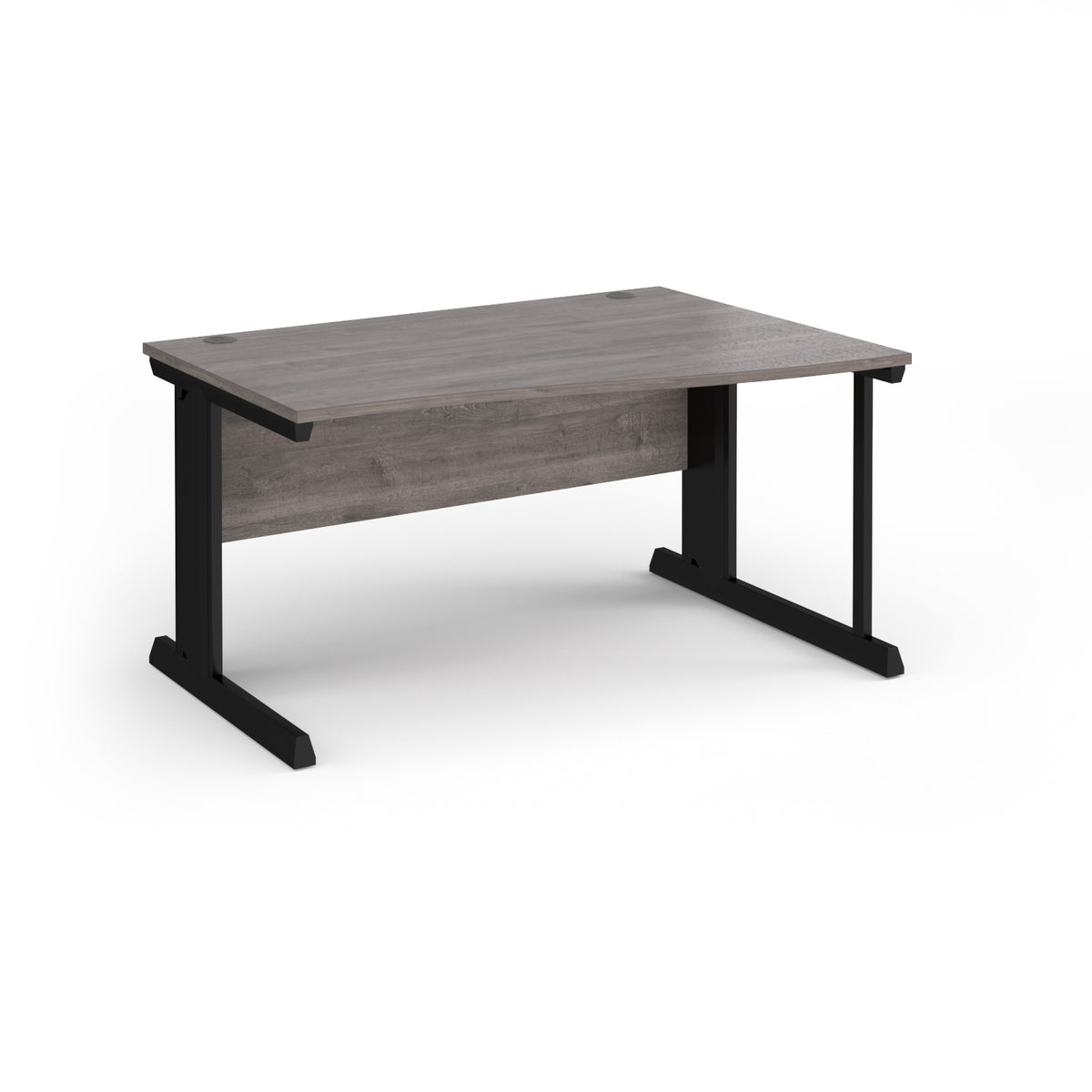 Vivo right hand wave desk 1400mm - black frame, Grey Oak Top - view 1