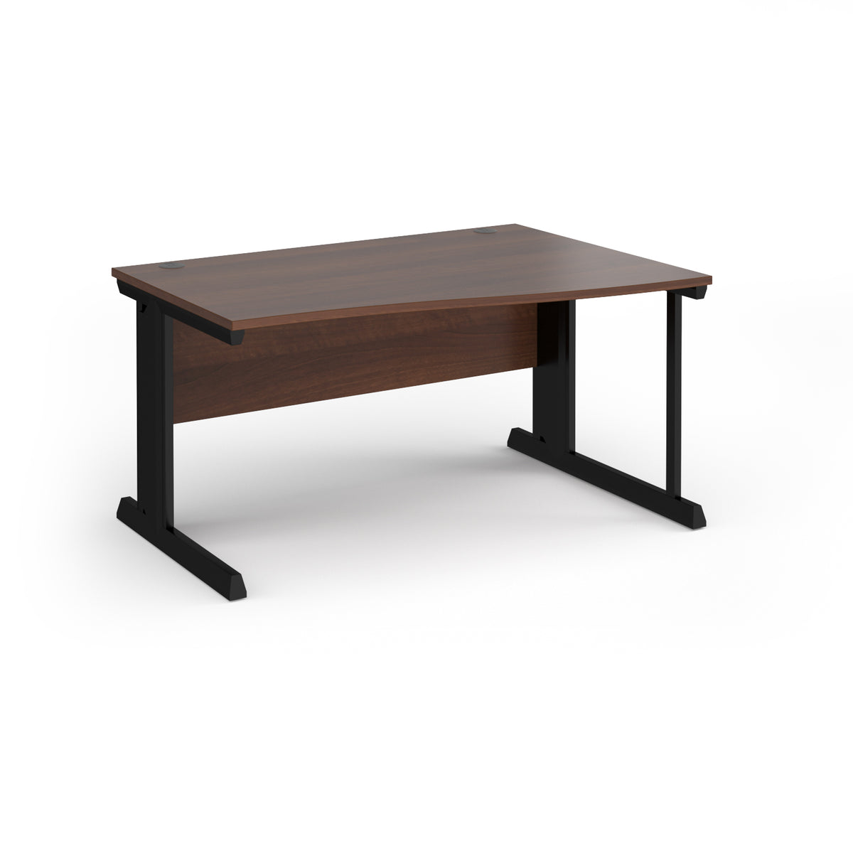 Vivo right hand wave desk 1400mm - black frame, Walnut top - view 1