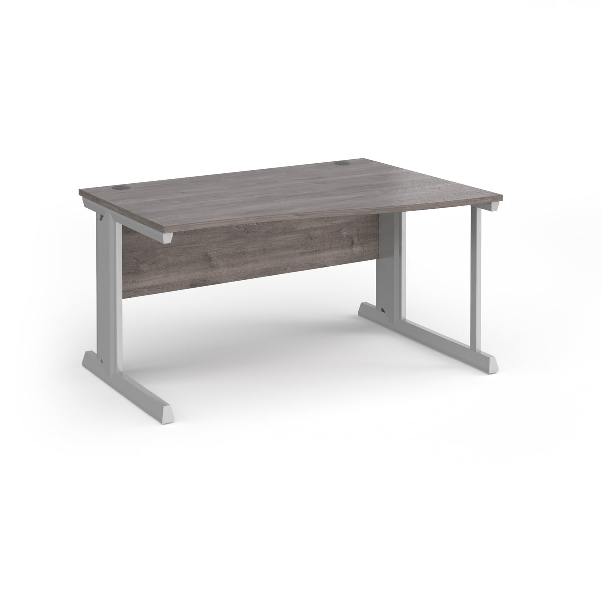 Vivo right hand wave desk 1400mm - silver frame, Grey Oak Top - view 1