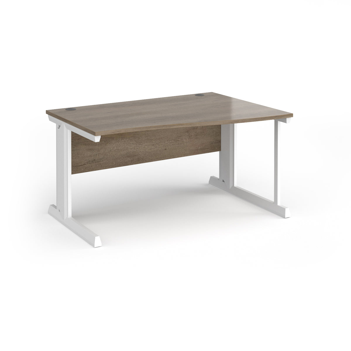 Vivo right hand wave desk 1400mm - white frame, Nebraska Oak Top - view 1