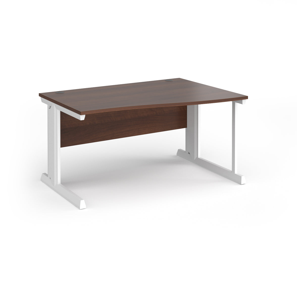 Vivo right hand wave desk 1400mm - white frame, Walnut top - view 1