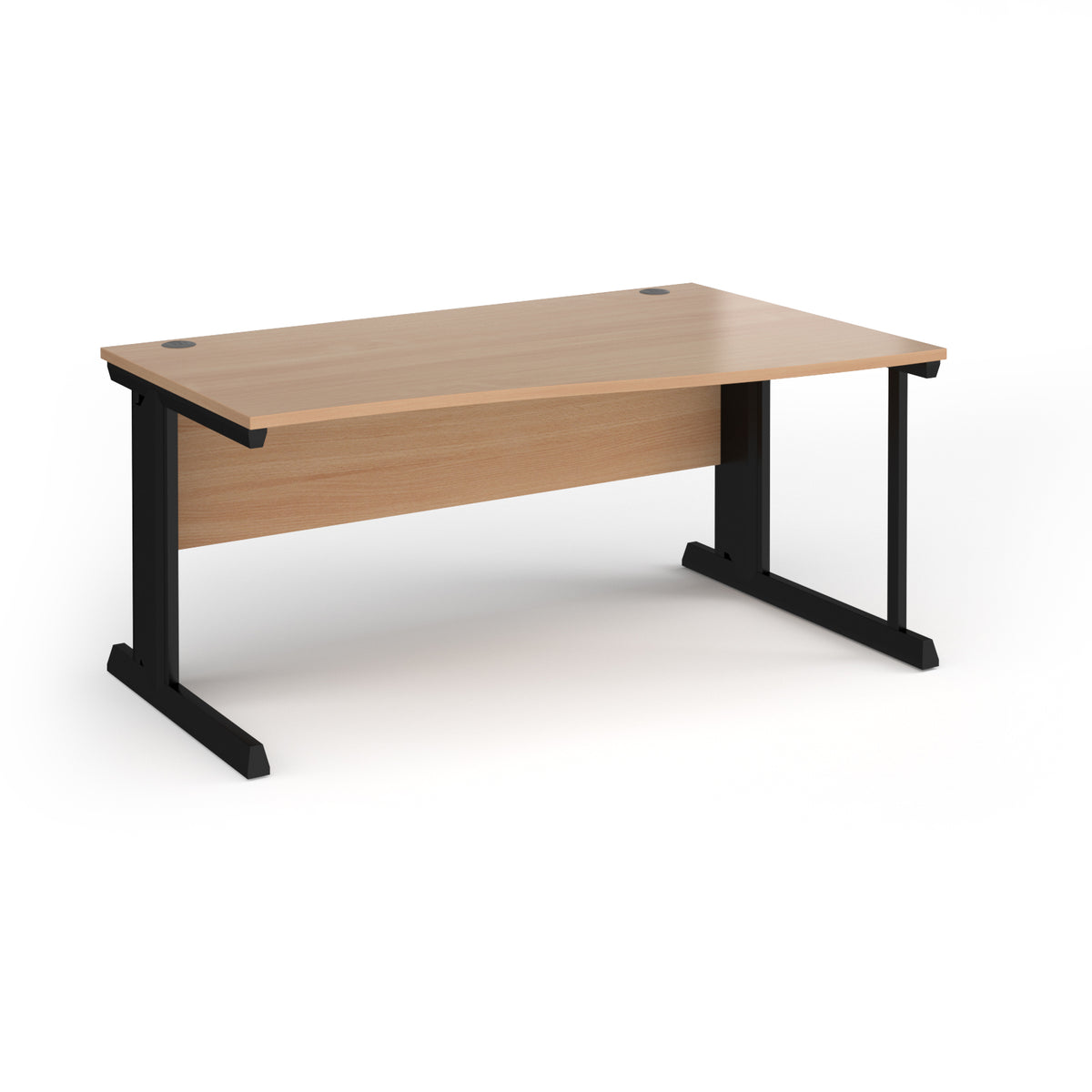 Vivo right hand wave desk 1600mm - black frame, Beech top - view 1