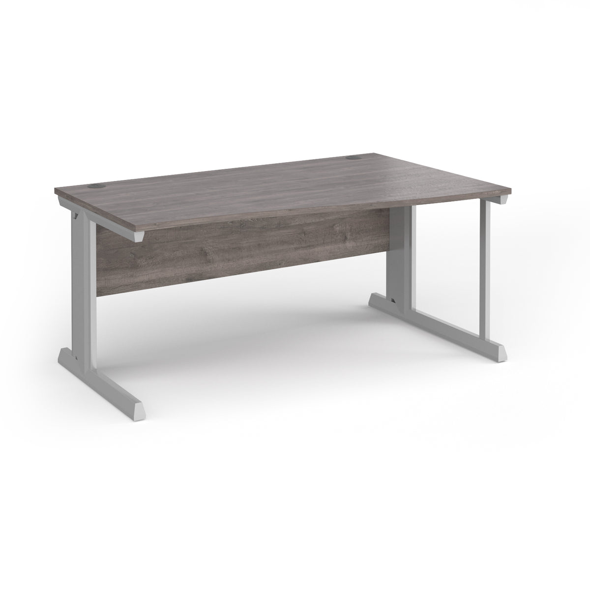 Vivo right hand wave desk 1600mm - silver frame, Grey Oak Top - view 1