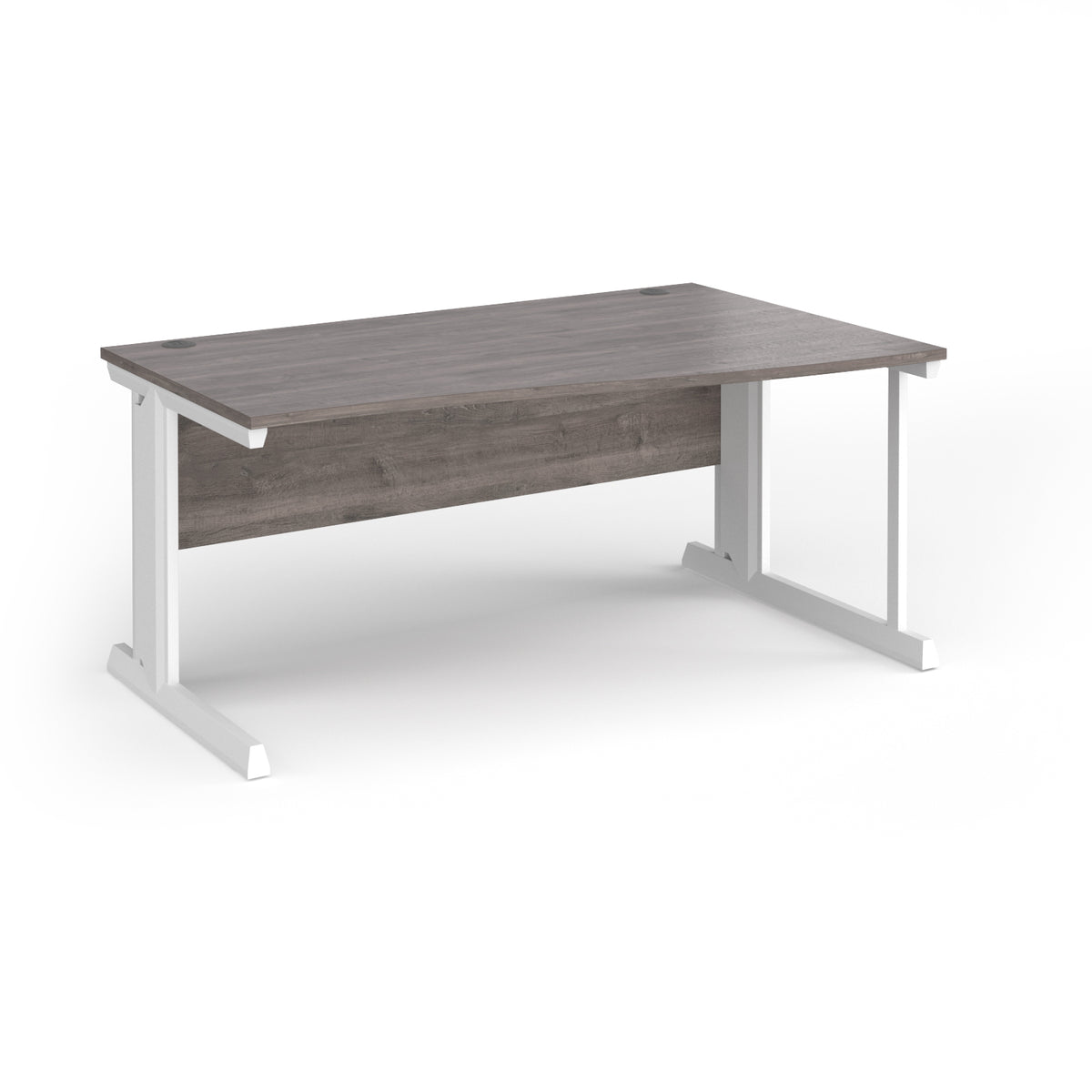 Vivo right hand wave desk 1600mm - white frame, Grey Oak Top - view 1