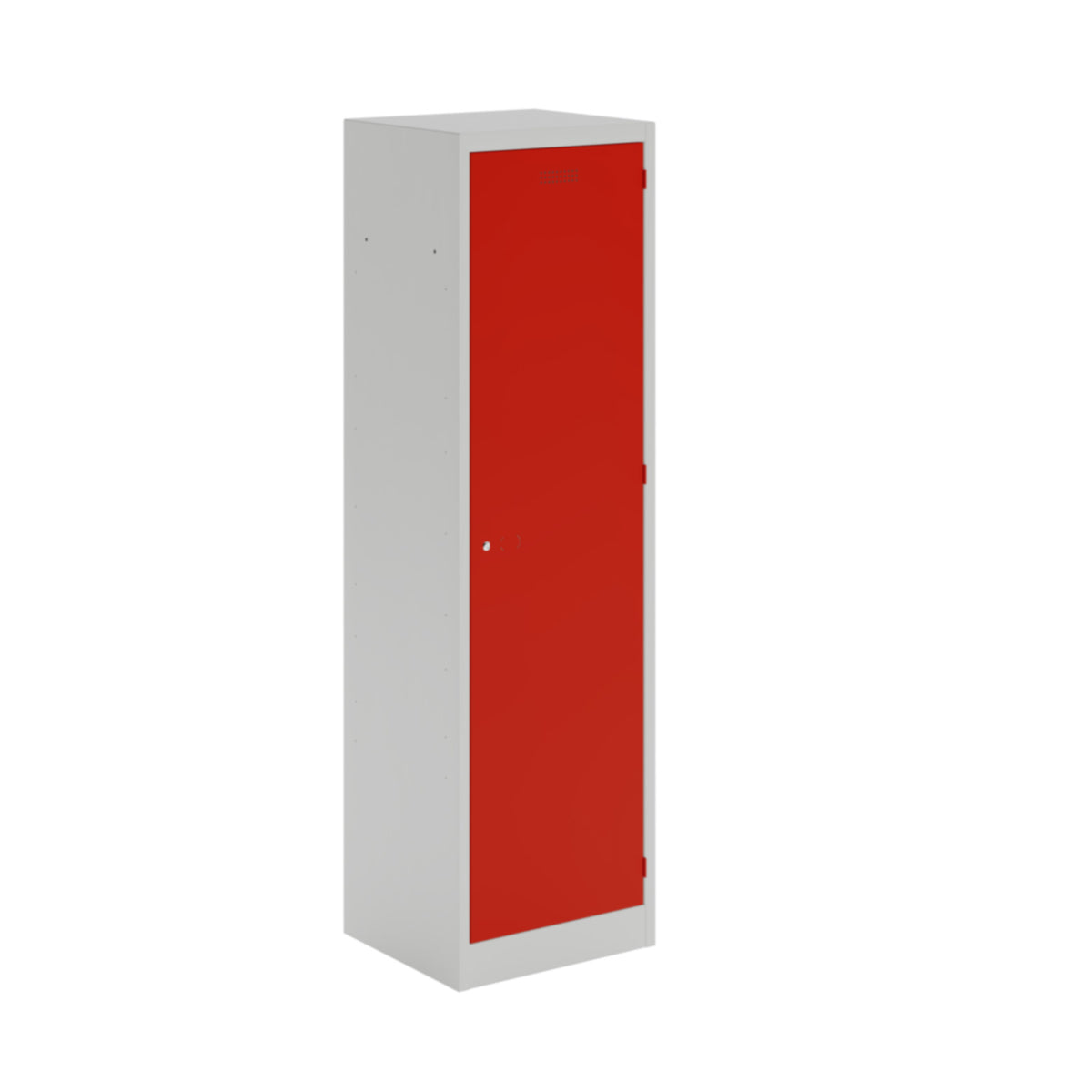 Steel clean and dirty locker with 1 shelf - grey with red door - view 1